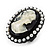 Black Simulated Pearl Cameo Young Lady Ring - Adjustable - 7/9 Size - 3cm Length - view 8