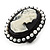 Black Simulated Pearl Cameo Young Lady Ring - Adjustable - 7/9 Size - 3cm Length - view 7