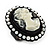 Black Simulated Pearl Cameo Young Lady Ring - Adjustable - 7/9 Size - 3cm Length - view 3
