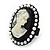 Black Simulated Pearl Cameo Young Lady Ring - Adjustable - 7/9 Size - 3cm Length - view 4