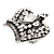 Large Clear Diamante 'Crown' Ring In Burnt Silver Metal - Adjustable (Size 7/9) - view 3