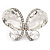 Large Clear Crystal 'Butterfly' Ring In Rhodium Plated Metal - Adjustable (Size 7/9) - view 2