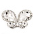 Large Clear Crystal 'Butterfly' Ring In Rhodium Plated Metal - Adjustable (Size 7/9) - view 6