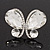Large Clear Crystal 'Butterfly' Ring In Rhodium Plated Metal - Adjustable (Size 7/9) - view 4