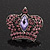 Large Purple Diamante 'Crown' Ring In Burnt Silver Metal - Adjustable (Size 7/9) - view 2