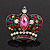 Large Multicoloured Diamante 'Crown' Ring In Burnt Silver Metal - Adjustable (Size 7/9) - view 2