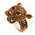 Citrine Swarovski Crystal 'Leopard' Stretch Ring In Burn Gold Plating - 7/9 Size - view 8