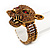 Citrine Swarovski Crystal 'Leopard' Stretch Ring In Burn Gold Plating - 7/9 Size - view 9
