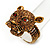 Citrine Swarovski Crystal 'Leopard' Stretch Ring In Burn Gold Plating - 7/9 Size - view 4