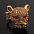 Citrine Swarovski Crystal 'Leopard' Stretch Ring In Burn Gold Plating - 7/9 Size