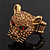 Citrine Swarovski Crystal 'Leopard' Stretch Ring In Burn Gold Plating - 7/9 Size - view 3
