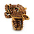 Citrine Swarovski Crystal 'Leopard' Stretch Ring In Burn Gold Plating - 7/9 Size - view 6