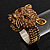 Citrine Swarovski Crystal 'Leopard' Stretch Ring In Burn Gold Plating - 7/9 Size - view 5