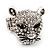 Clear Swarovski Crystal 'Leopard' Stretch Ring In Silver Plating - 7/9 Size - view 2