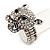 Clear Swarovski Crystal 'Leopard' Stretch Ring In Silver Plating - 7/9 Size - view 5