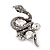Stunning Clear Crystal Snake Stretch Ring In Burn Silver Metal (6cm Length) - 7/9 Size