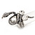 Stunning Clear Swarovski Crystal Snake Stretch Ring In Burn Silver Metal (6cm Length) - 7/9 Size - view 2