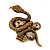 Stunning Swarovski Crystal Snake Stretch Ring In Burn Gold Metal (6cm Length)- 7/9 Size