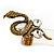 Stunning Swarovski Crystal Snake Stretch Ring In Burn Gold Metal (6cm Length)- 7/9 Size - view 2