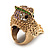 Vintage Chunky Textured 'Owl' Ring In Antique Gold Metal (heavy) - view 3