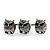 Vintage Triple Owl Two Finger Ring In Burn Silver Metal Size - Flex (Size 7/8) - view 3