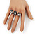 Vintage Triple Owl Two Finger Ring In Burn Silver Metal Size - Flex (Size 7/8) - view 4