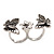 Crystal Butterfly Double Finger Ring In Burn Silver Metal - Flex (Size 7/8) - view 6