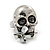 Vintage 'Skull & Flower' Ring In Burn Silver Metal (Adjustable Size 7/9) - 3cm Length - view 9