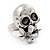 Vintage 'Skull & Flower' Ring In Burn Silver Metal (Adjustable Size 7/9) - 3cm Length - view 3