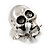 Vintage 'Skull & Flower' Ring In Burn Silver Metal (Adjustable Size 7/9) - 3cm Length - view 10