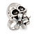 Vintage 'Skull & Flower' Ring In Burn Silver Metal (Adjustable Size 7/9) - 3cm Length