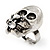 Vintage 'Skull & Flower' Ring In Burn Silver Metal (Adjustable Size 7/9) - 3cm Length - view 5