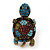 Large Multicoloured Crystal Turtle Ring In Burn Gold Metal - Adjustable - 5cm Length - view 6