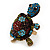 Large Multicoloured Crystal Turtle Ring In Burn Gold Metal - Adjustable - 5cm Length - view 10