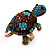 Large Multicoloured Crystal Turtle Ring In Burn Gold Metal - Adjustable - 5cm Length - view 11