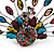 Stunning Multicoloured Crystal 'Peacock' Flex Ring In Silver Metal - 7.5cm Length (Size 7/8) - view 3