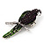 Exotic Purple/Green Crystal 'Parrot' Flex Ring In Burnt Silver Plating - 7.5cm Length (Size 7/8) - view 9