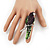 Exotic Purple/Green Crystal 'Parrot' Flex Ring In Burnt Silver Plating - 7.5cm Length (Size 7/8) - view 2