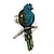 Exotic Green/ Turquoise Coloured Crystal 'Parrot' Flex Ring In Burnt Silver Plating - 7.5cm Length (Size 7/8) - view 10