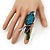Exotic Green/ Turquoise Coloured Crystal 'Parrot' Flex Ring In Burnt Silver Plating - 7.5cm Length (Size 7/8) - view 2