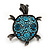 Turquoise Coloured Crystal 'Turtle' Flex Ring In Burn Silver Metal - 5.5cm Length - (Size 7/9) - view 3