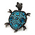 Turquoise Coloured Crystal 'Turtle' Flex Ring In Burn Silver Metal - 5.5cm Length - (Size 7/9) - view 6