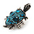 Turquoise Coloured Crystal 'Turtle' Flex Ring In Burn Silver Metal - 5.5cm Length - (Size 7/9) - view 7