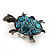 Turquoise Coloured Crystal 'Turtle' Flex Ring In Burn Silver Metal - 5.5cm Length - (Size 7/9) - view 4