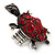 Ruby Red Coloured Crystal 'Turtle' Flex Ring In Burn Silver Metal - 5.5cm Length - (Size 7/9) - view 4