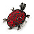 Ruby Red Coloured Crystal 'Turtle' Flex Ring In Burn Silver Metal - 5.5cm Length - (Size 7/9) - view 5