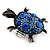 Blue Crystal 'Turtle' Flex Ring In Burn Silver Metal - 5.5cm Length - (Size 7/9) - view 5