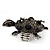 Black Crystal 'Turtle' Flex Ring In Burn Silver Metal - 5.5cm Length - (Size 7/9) - view 6