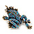 Sky Blue Swarovski Crystal 'Frog & Dragonfly' Flex Ring In Burnt Gold Plating - 7cm Length (Size 7/8) - view 7