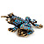 Sky Blue Swarovski Crystal 'Frog & Dragonfly' Flex Ring In Burnt Gold Plating - 7cm Length (Size 7/8) - view 8